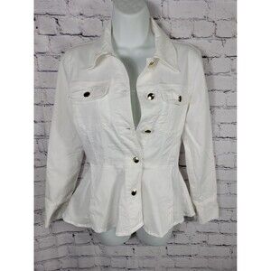 Frame Los Angeles Peplum White Denim Jacket Size XS